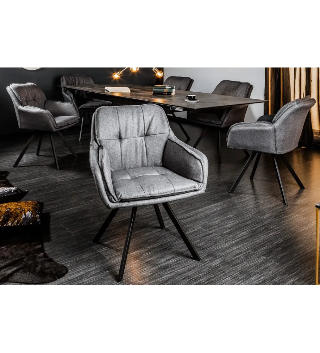 Krzesło Lounger obrotowe 180 stopni szare*Invicta Interior New