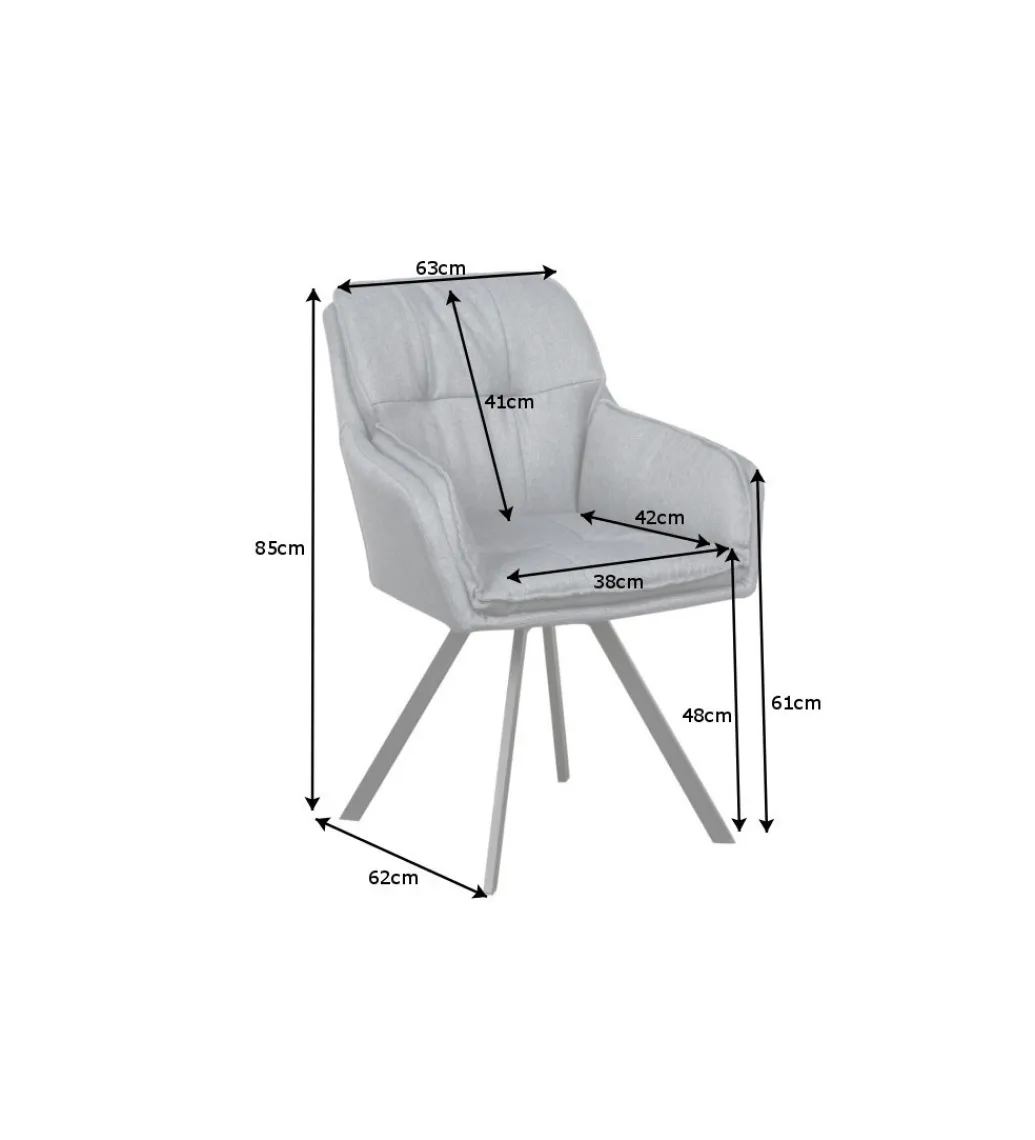 Krzesło Lounger obrotowe 180 stopni szare*Invicta Interior New