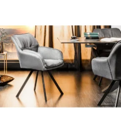 Krzesło Lounger obrotowe 180 stopni szare*Invicta Interior New