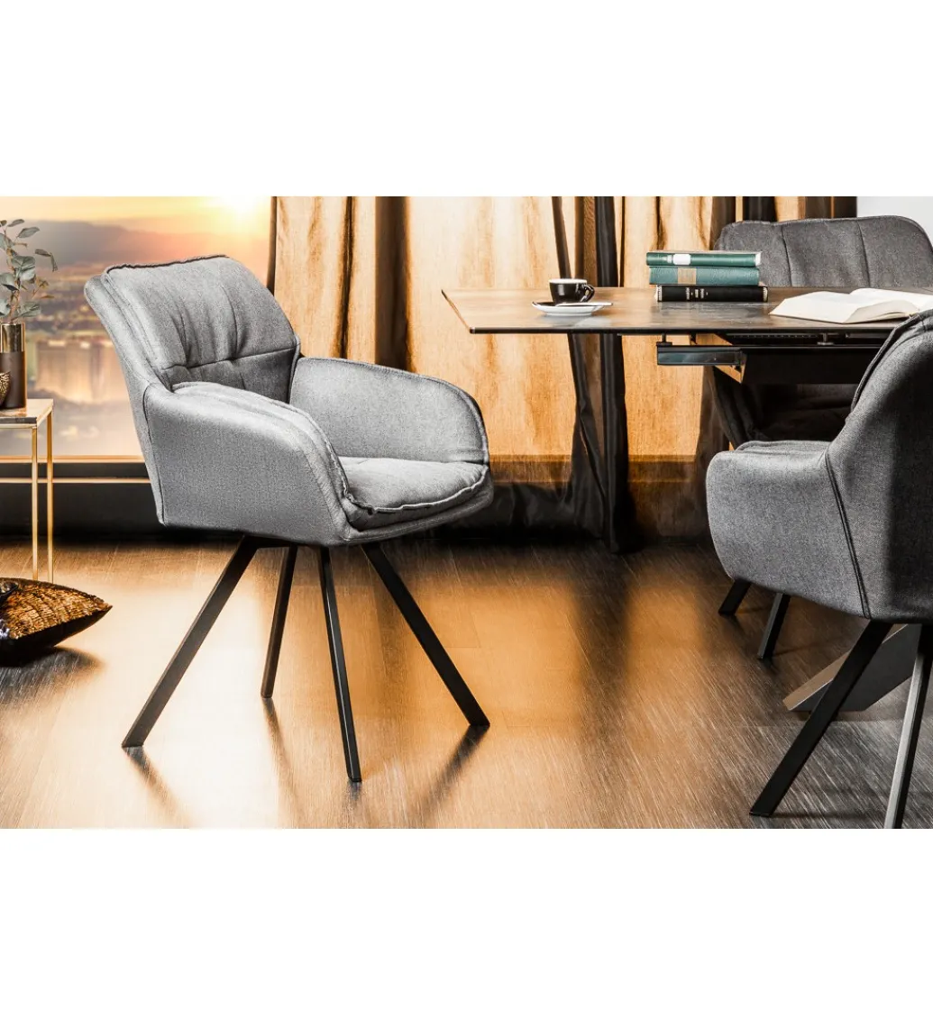 Krzesło Lounger obrotowe 180 stopni szare*Invicta Interior New