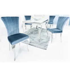Krzesło Modern Barock III srebrno niebieskie*Invicta Interior Clearance