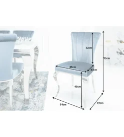 Krzesło Modern Barock III srebrno niebieskie*Invicta Interior Clearance