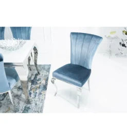 Krzesło Modern Barock III srebrno niebieskie*Invicta Interior Clearance