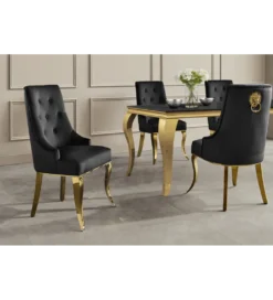 Krzesło MODERN BAROCK welwet czarny złote nogi*Invicta Interior New