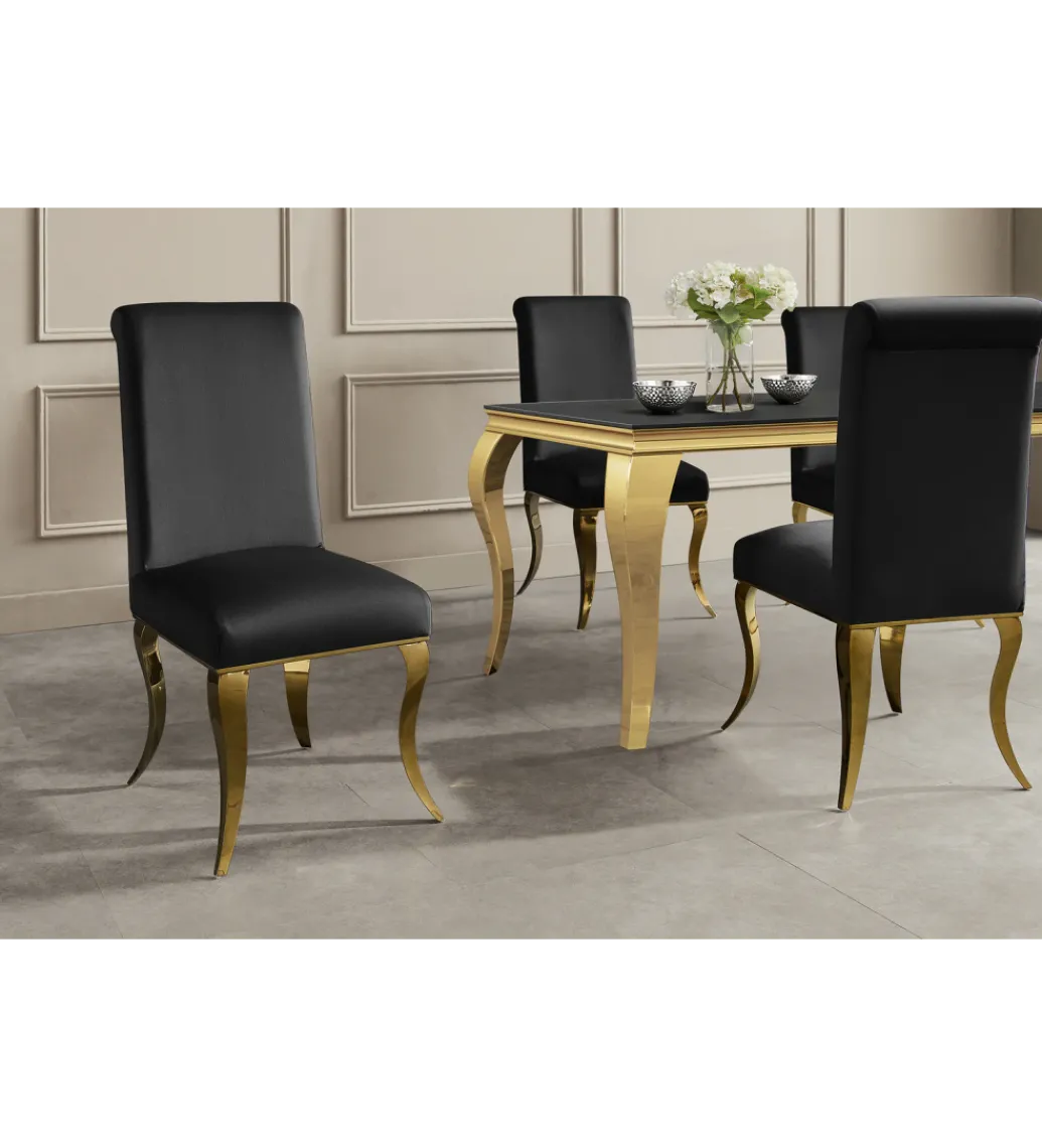 Krzesło MODERN BAROCK welwet czarny złote nogi*Invicta Interior Outlet