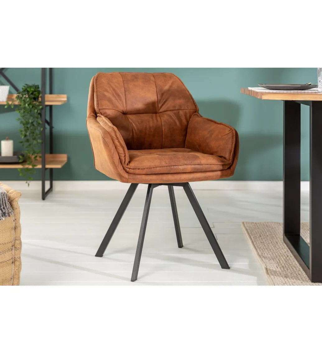 Krzesło Mr Lounger obrotowe 180 stopni jasnobrązowe*Invicta Interior New