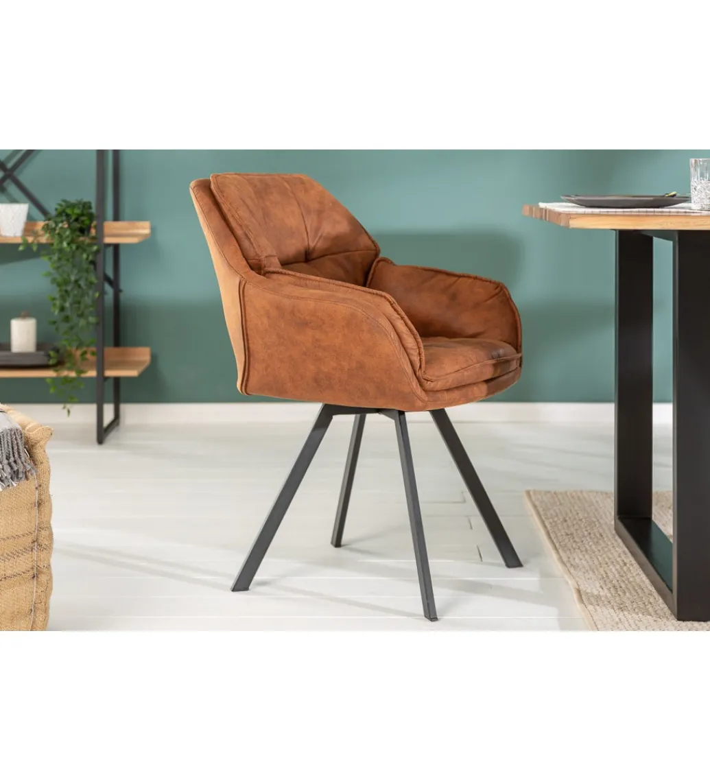Krzesło Mr Lounger obrotowe 180 stopni jasnobrązowe*Invicta Interior New