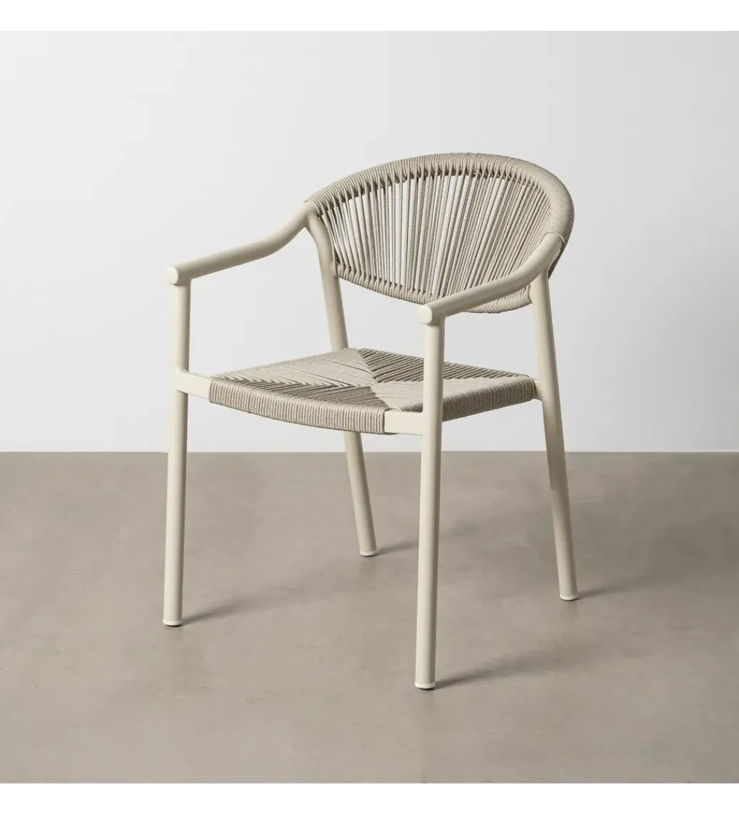 Krzesło NAMILANO 80 cm plecionka w stylu rattan białe*Zona-Design Discount