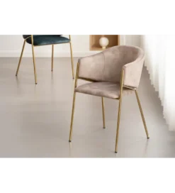 Krzesło NOBLESSE welwet beige złote nogi*Invicta Interior Best