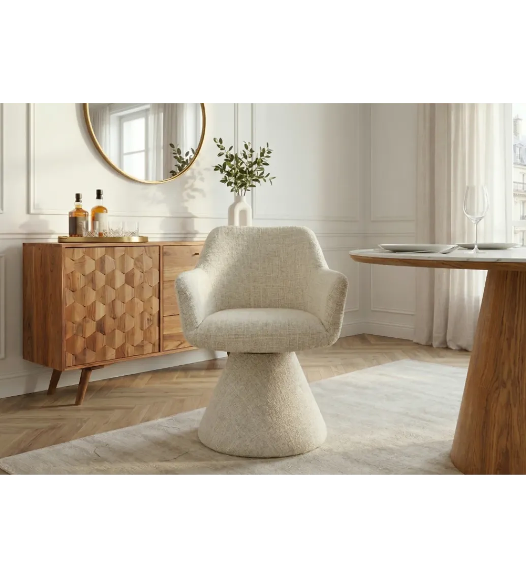 Krzesło obrotowe AMBIENTO chenille beżowy 180 stopni*Invicta Interior Sale