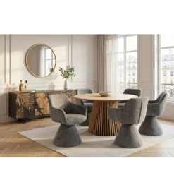 Krzesło obrotowe AMBIENTO 79 cm 180 stopni chenille szare*Invicta Interior - przedsprzedaż Online