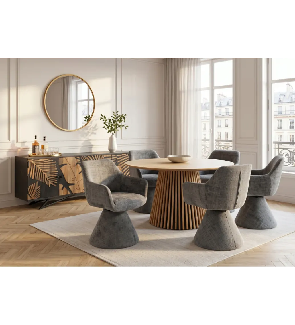 Krzesło obrotowe AMBIENTO 79 cm 180 stopni chenille szare*Invicta Interior - przedsprzedaż Online