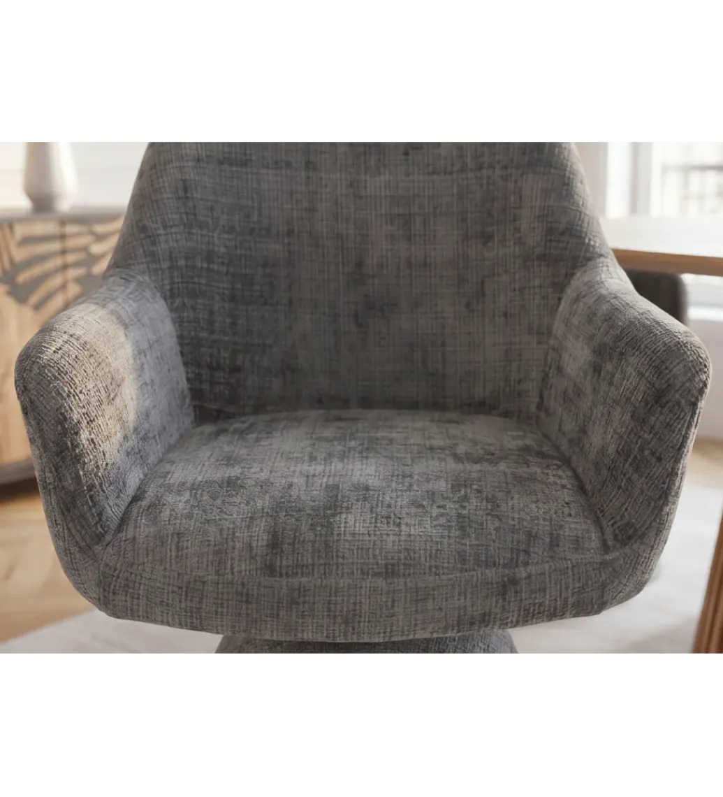 Krzesło obrotowe AMBIENTO 79 cm 180 stopni chenille szare*Invicta Interior - przedsprzedaż Online