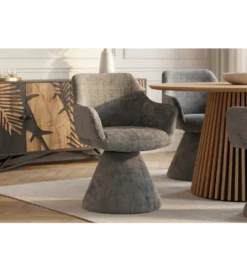 Krzesło obrotowe AMBIENTO 79 cm 180 stopni chenille szare*Invicta Interior - przedsprzedaż Online