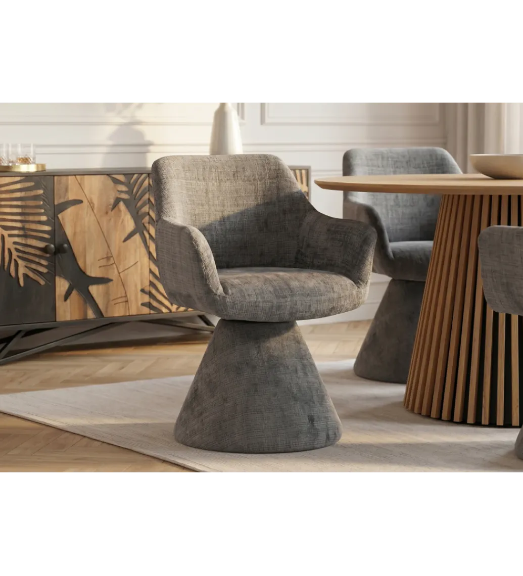 Krzesło obrotowe AMBIENTO 79 cm 180 stopni chenille szare*Invicta Interior - przedsprzedaż Online
