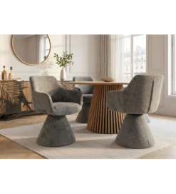 Krzesło obrotowe AMBIENTO 79 cm 180 stopni chenille szare*Invicta Interior - przedsprzedaż Online