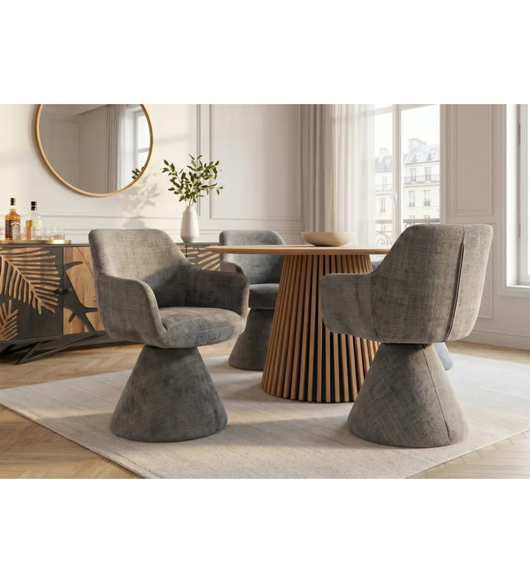 Krzesło obrotowe AMBIENTO 79 cm 180 stopni chenille szare*Invicta Interior - przedsprzedaż Online