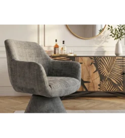 Krzesło obrotowe AMBIENTO 79 cm 180 stopni chenille szare*Invicta Interior - przedsprzedaż Online