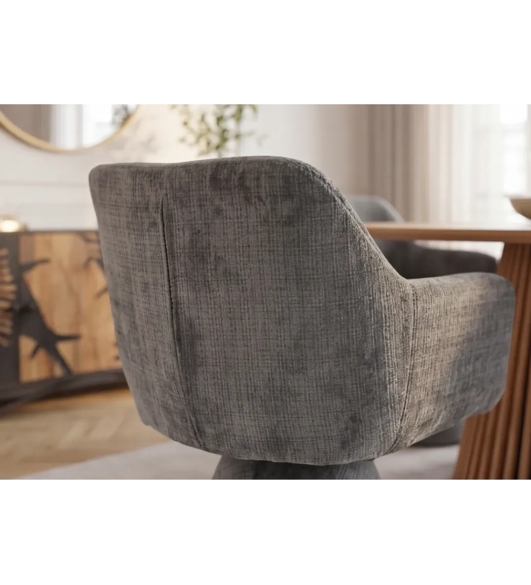 Krzesło obrotowe AMBIENTO 79 cm 180 stopni chenille szare*Invicta Interior - przedsprzedaż Online