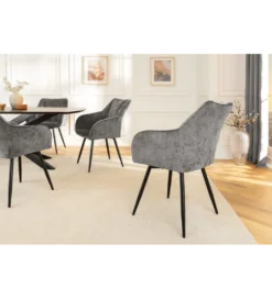 Krzesło obrotowe AVIGNON chenille szare czarne nogi*Invicta Interior Sale
