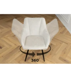 Krzesło obrotowe AVIGNON chenille beige czarne nogi*Invicta Interior Online