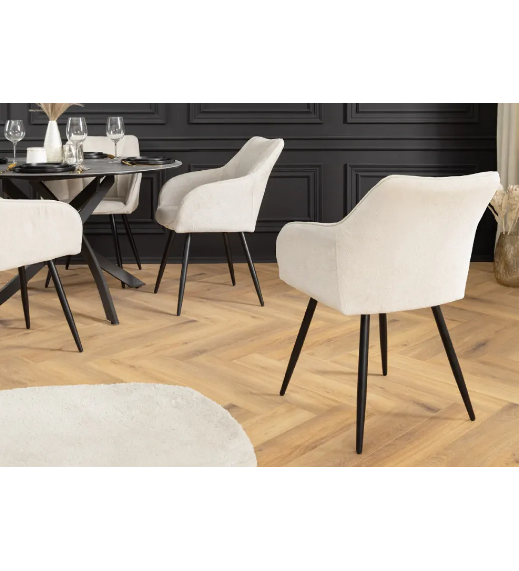 Krzesło obrotowe AVIGNON chenille beige czarne nogi*Invicta Interior Online