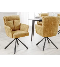 Krzesło obrotowe BIG GEORGE z podłokietnikami musztardowy*Invicta Interior Discount