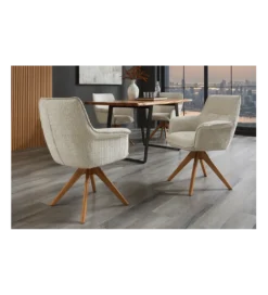 Krzesło obrotowe LE GRAND chenille beige*Invicta Interior Sale