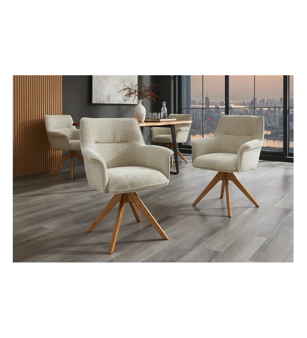 Krzesło obrotowe LE GRAND chenille beige*Invicta Interior Sale