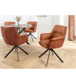 Krzesło obrotowe LE GRAND tapicerowany brązowy skórzany*Invicta Interior Discount