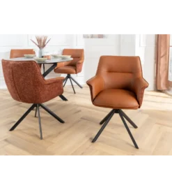 Krzesło obrotowe LE GRAND tapicerowany brązowy skórzany*Invicta Interior Discount