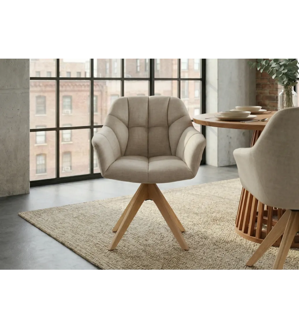Krzesło obrotowe PAPILLON 83 cm 180 stopni beżowe*Invicta Interior Outlet