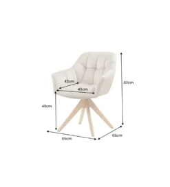Krzesło obrotowe PAPILLON 83 cm 180 stopni beżowe*Invicta Interior Outlet