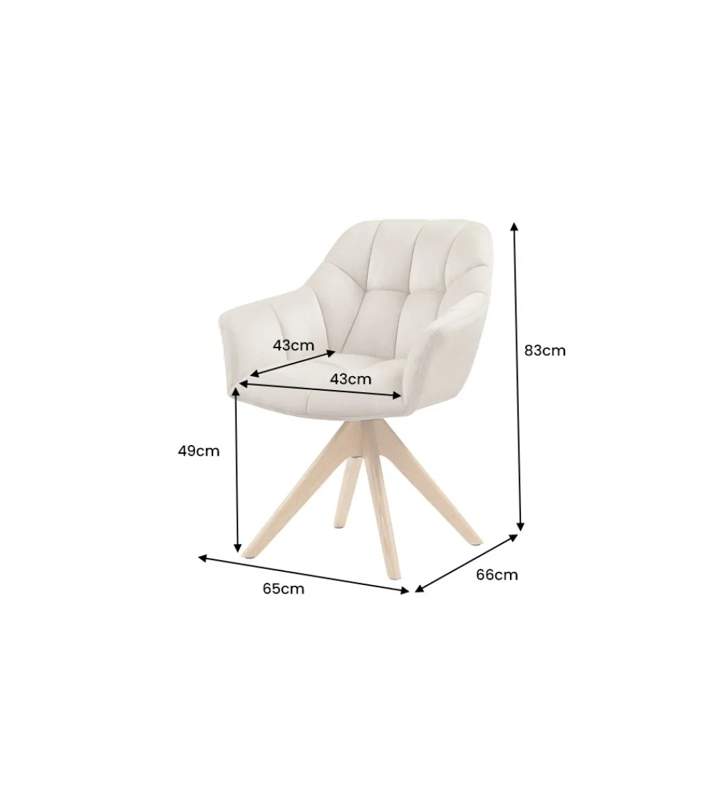 Krzesło obrotowe PAPILLON 83 cm 180 stopni beżowe*Invicta Interior Outlet
