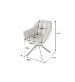Krzesło obrotowe PAPILLON 83 cm 180 stopni skórzany taupe*Invicta Interior