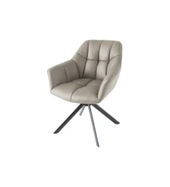 Krzesło obrotowe PAPILLON 83 cm 180 stopni skórzany taupe*Invicta Interior