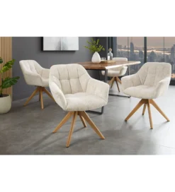 Krzesło obrotowe PAPILLON 83 cm 180 stopni chenille champagne beige*Invicta Interior - przedsprzedaż Clearance