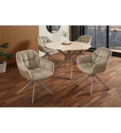 Krzesło obrotowe PAPILLON 83 cm 180 stopni beżowe szare*Invicta Interior Sale