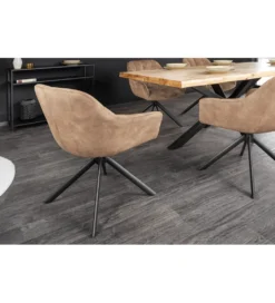 Krzesło obrotowe PAPILLON 83 cm 180 stopni champagne beżowe*Invicta Interior New