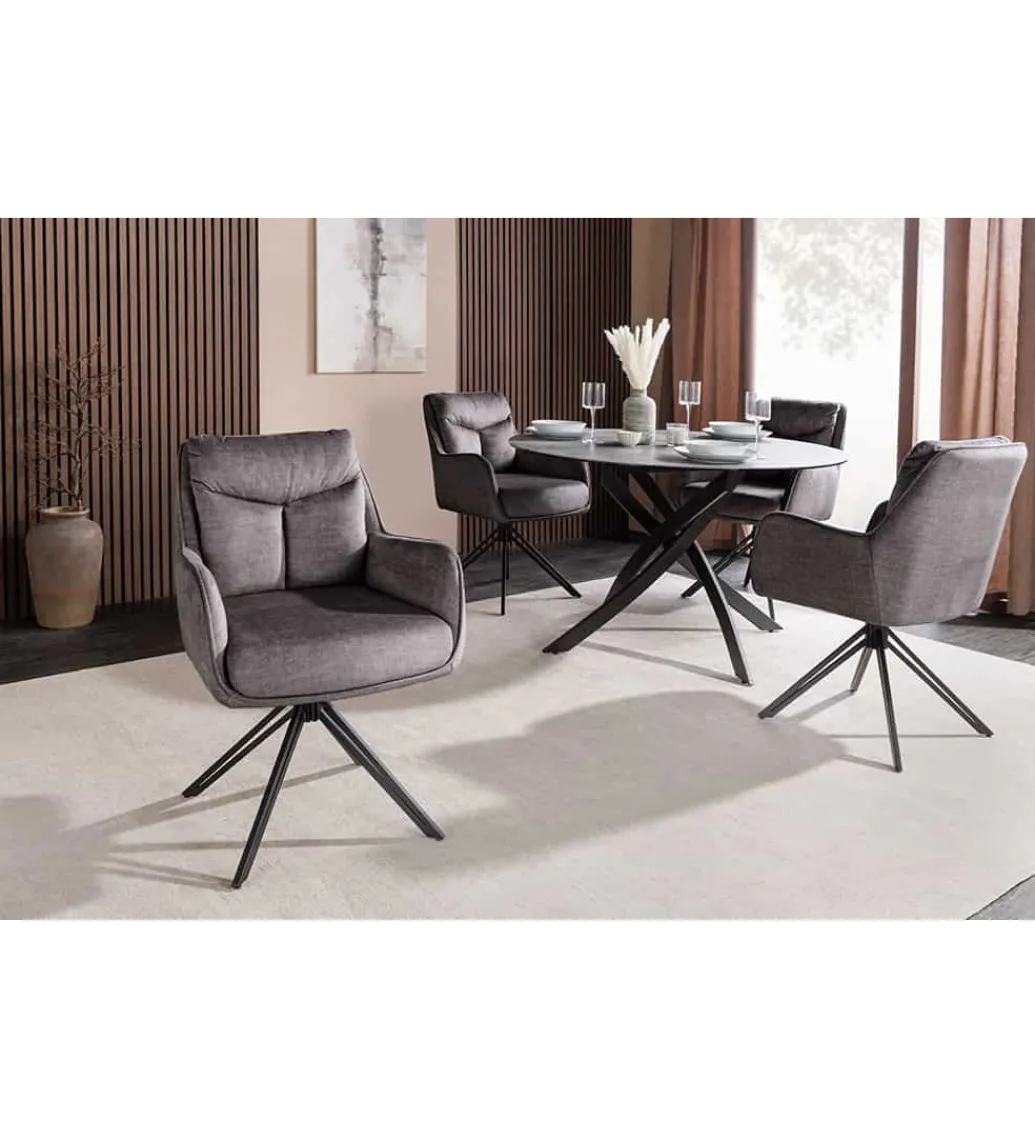 Krzesło obrotowe PROMETHEUS 88 cm 180 stopni welwet grafitowe*Invicta Interior Hot
