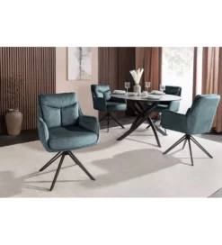 Krzesło obrotowe PROMETHEUS 88 cm 180 stopni welwet petrol*Invicta Interior Discount