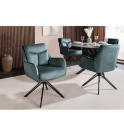 Krzesło obrotowe PROMETHEUS 88 cm 180 stopni welwet petrol*Invicta Interior Discount