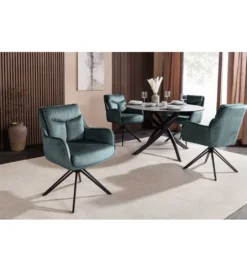 Krzesło obrotowe PROMETHEUS 88 cm 180 stopni welwet petrol*Invicta Interior Discount