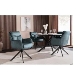 Krzesło obrotowe PROMETHEUS 88 cm 180 stopni welwet petrol*Invicta Interior Discount