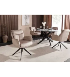 Krzesło obrotowe PROMETHEUS 88 cm 180 stopni welwet beżowe*Invicta Interior Discount