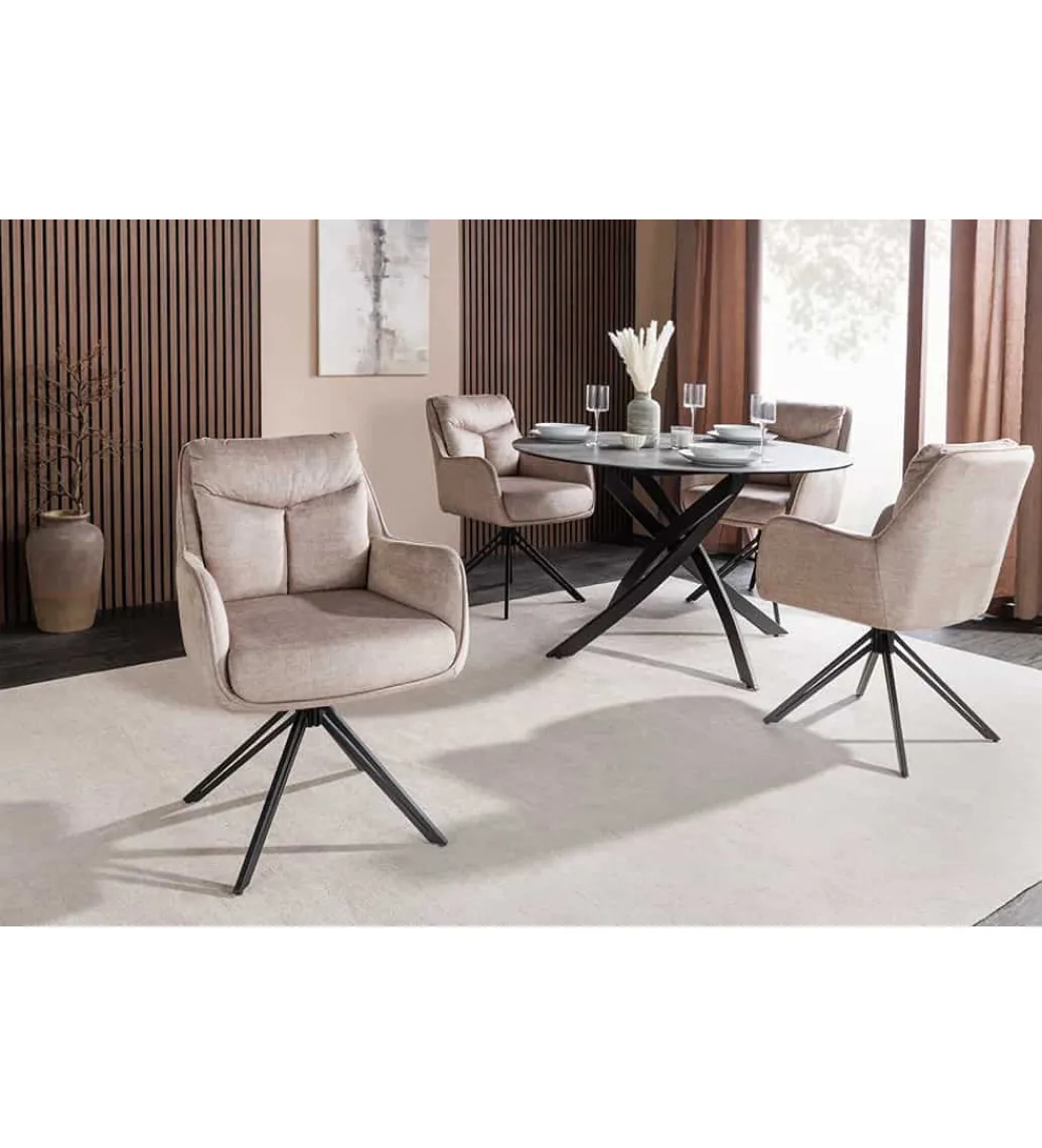 Krzesło obrotowe PROMETHEUS 88 cm 180 stopni welwet beżowe*Invicta Interior Discount