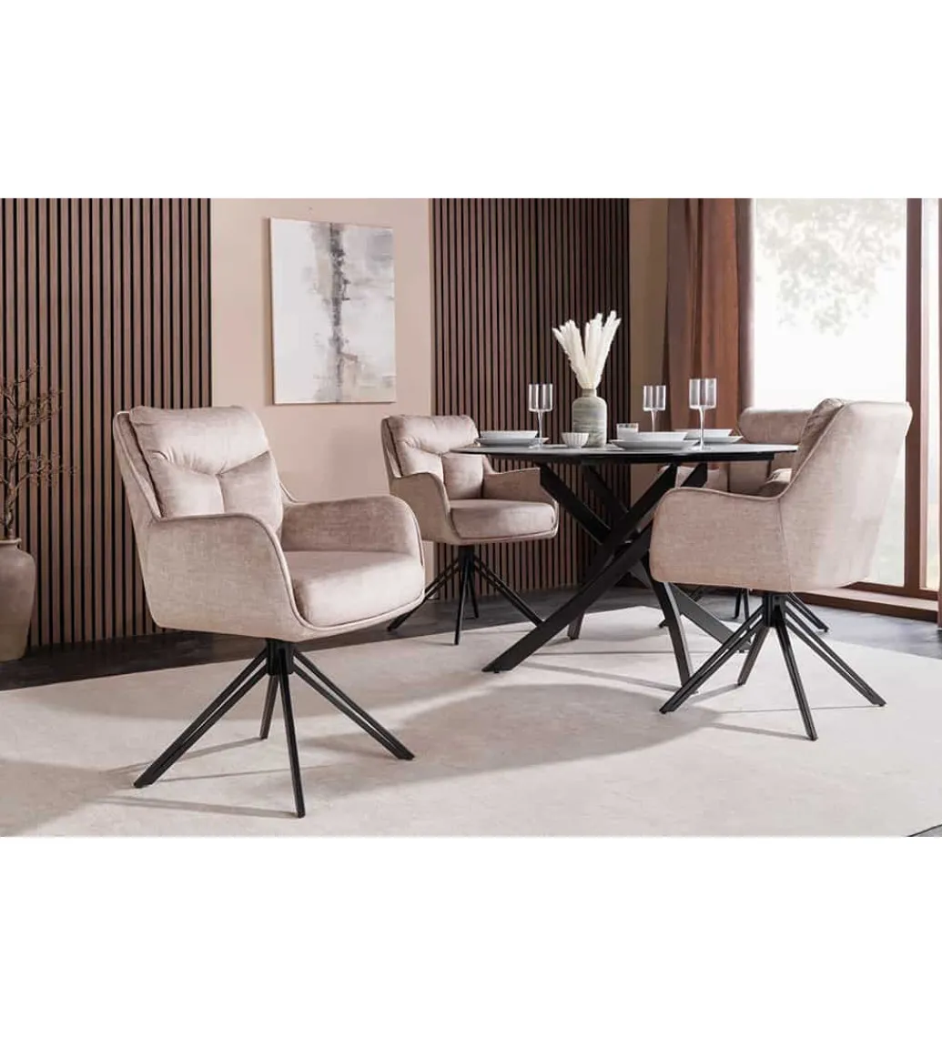 Krzesło obrotowe PROMETHEUS 88 cm 180 stopni welwet beżowe*Invicta Interior Discount