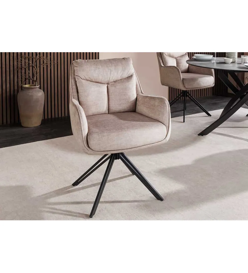 Krzesło obrotowe PROMETHEUS 88 cm 180 stopni welwet beżowe*Invicta Interior Discount
