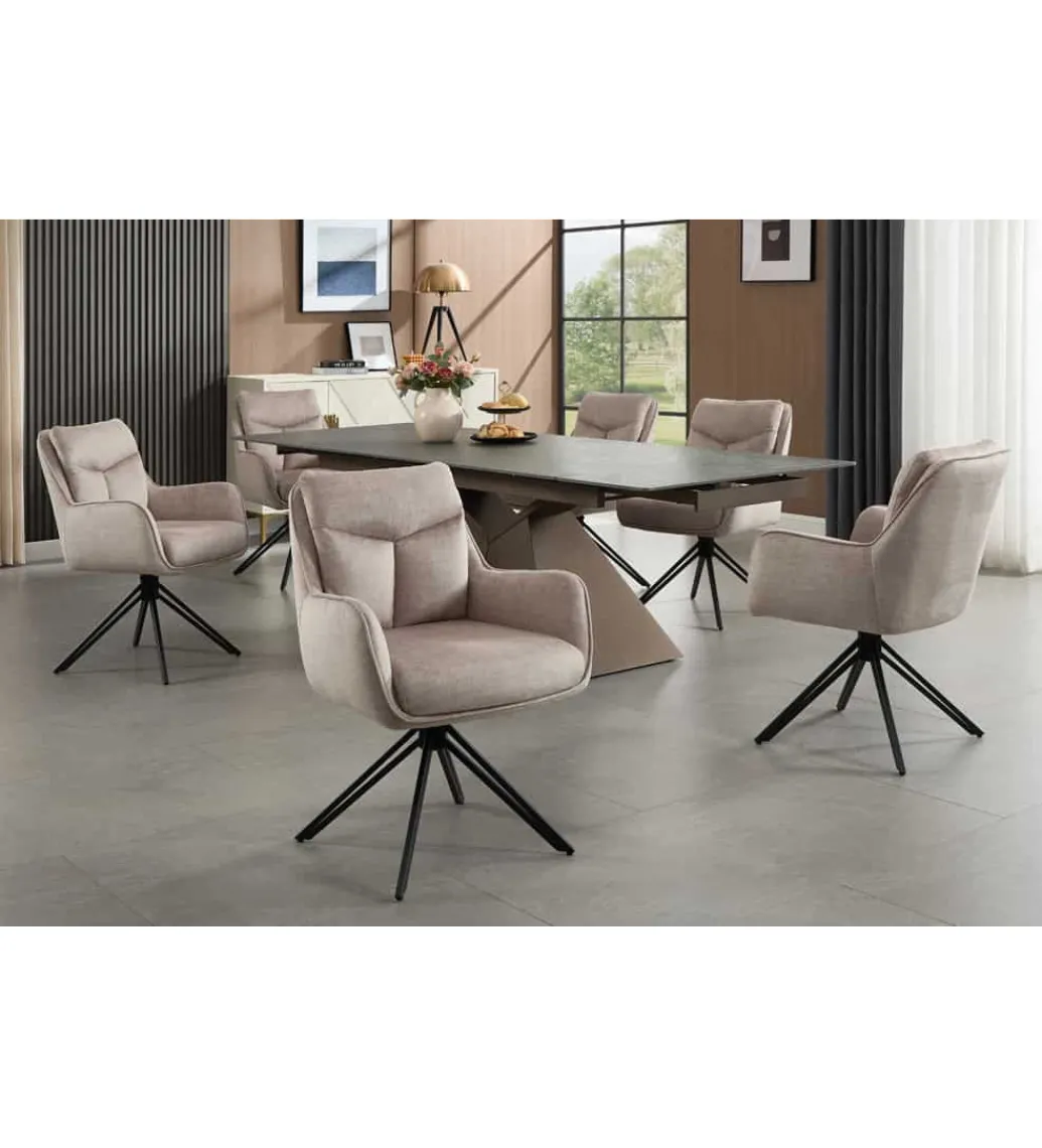 Krzesło obrotowe PROMETHEUS 88 cm 180 stopni welwet beżowe*Invicta Interior Discount