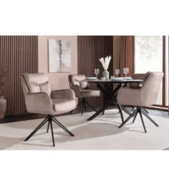 Krzesło obrotowe PROMETHEUS 88 cm 180 stopni welwet taupe*Invicta Interior Outlet